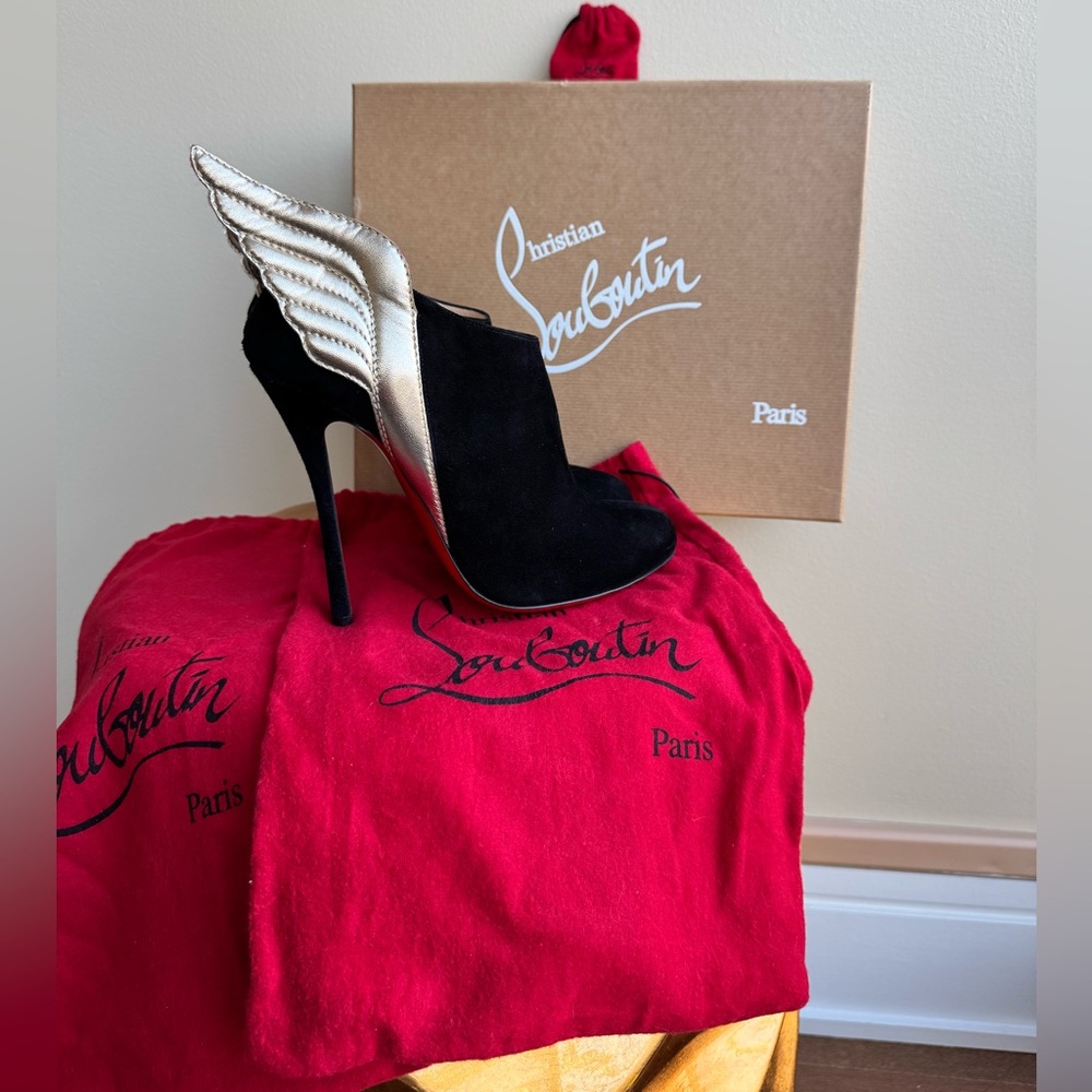 Christian Louboutin Mercura Suede Leather Boots with Wings, US Size 9 (CL 39.5) - Picture 1 of 16